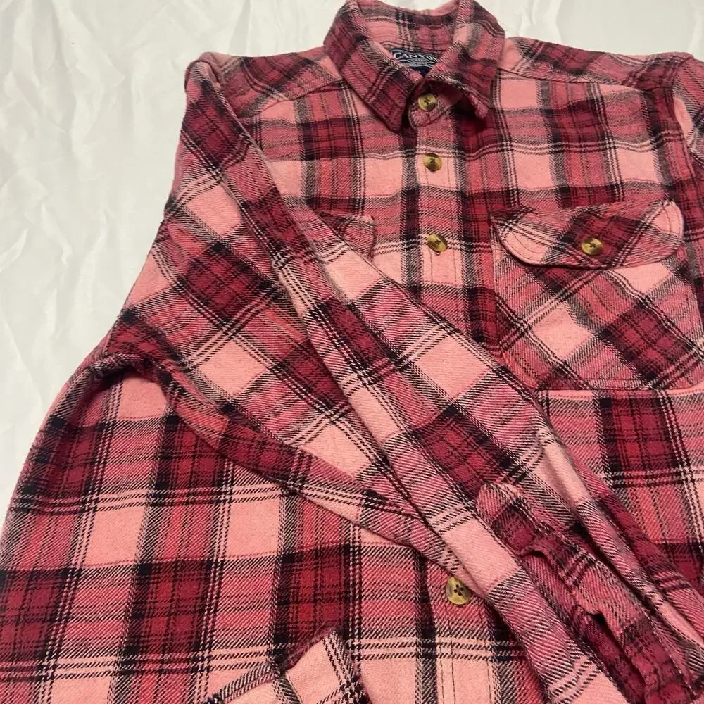 Canyon Creek Shirt Flannel Pink Size M Button Up Long Sleeve Soft Warm Button Up